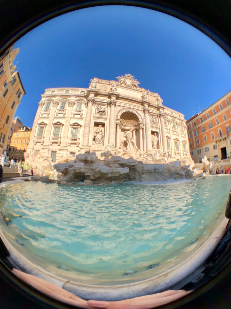 Fisheye lens photo of the Fontana di Trevi, Rome